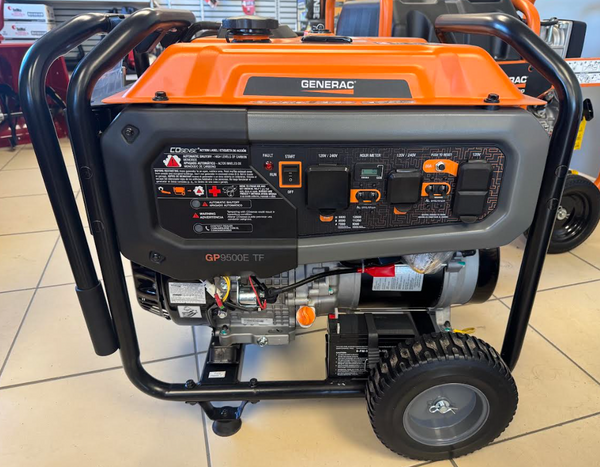 Generac Portable Generator - GP9500ETF Tri-Fuel  – 9,500 Rated Watts / 12,500 Surge Watts - Gasoline, Propane, Natural Gas - G0080610