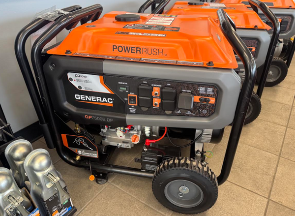 Generac Portable Generator - GP7500E Dual Fuel - Gasoline/ Propane - Electric Start - 12V Battery Included