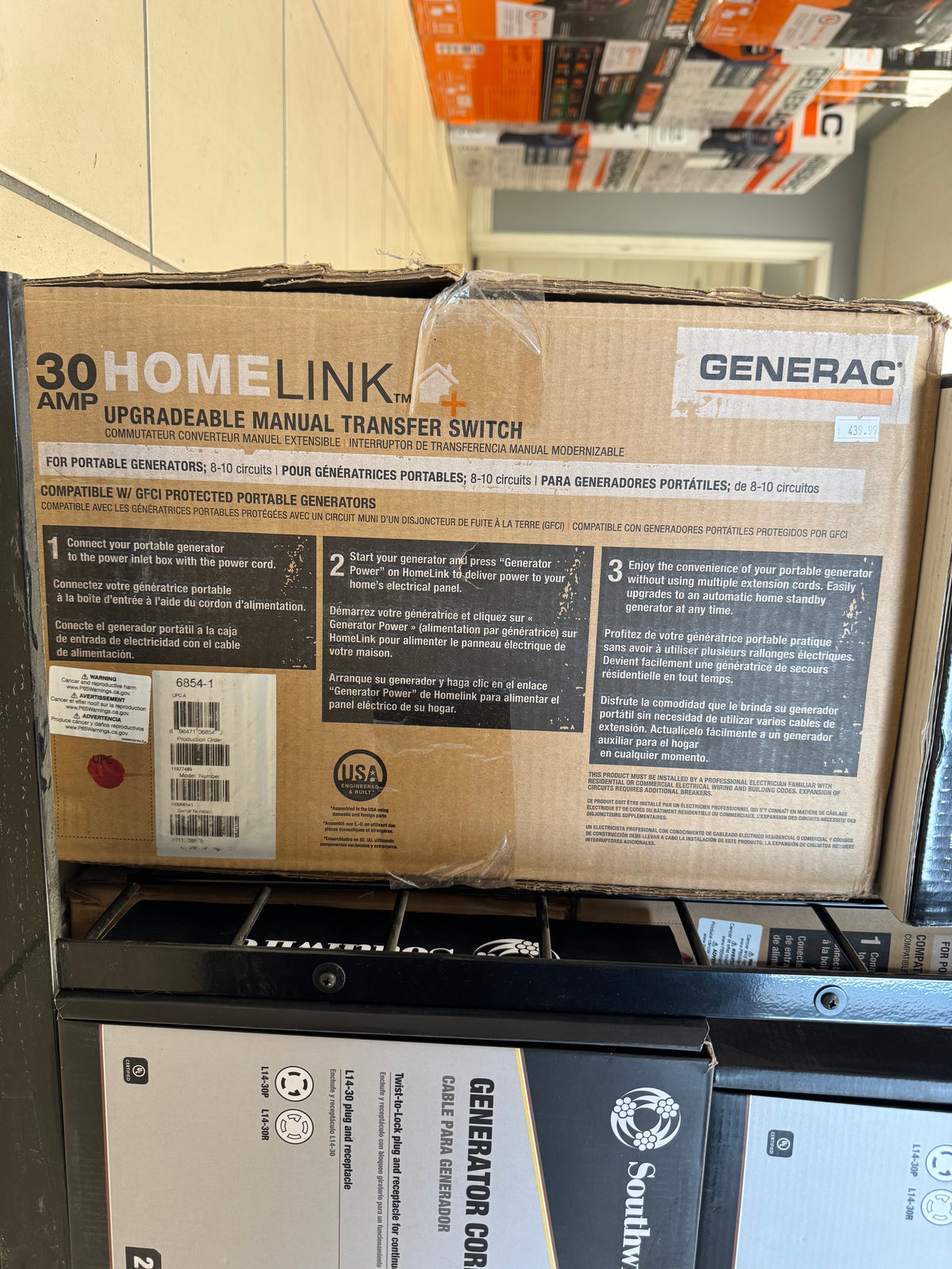 Generac 30 AMP HomeLink Manual Transfer Switch MTS Kit G0068541