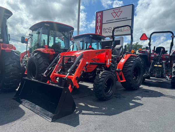 BAD BOY 5055HIL TURBO DIESEL COMPACT TRACTOR — 55 HP, 4-RANGE HST, Industrial Tires, Front-End Loader, 72" SSQA BUCKET