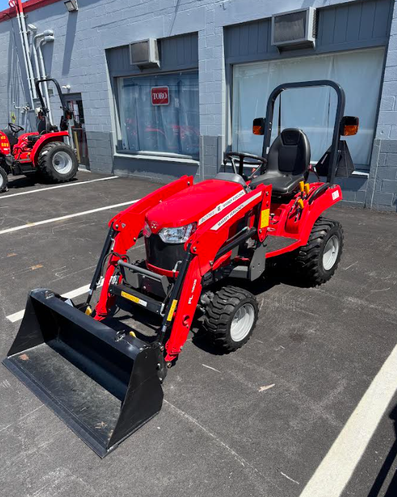 USED 2024 MASSEY FERGUSON GC 1723 TRACTOR, 23 HP ISEKI DIESEL, FRONT LOADER, 48" SSQA BUCKET, 2" TRAILER RECEIVER
