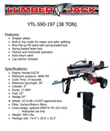 Lumberjack 38 Ton Hydraulic Log Splitter- Honda GX270 Gasoline - 4-Way Wedge & Hydraulic Fluid - LJCK YTL-590-197
